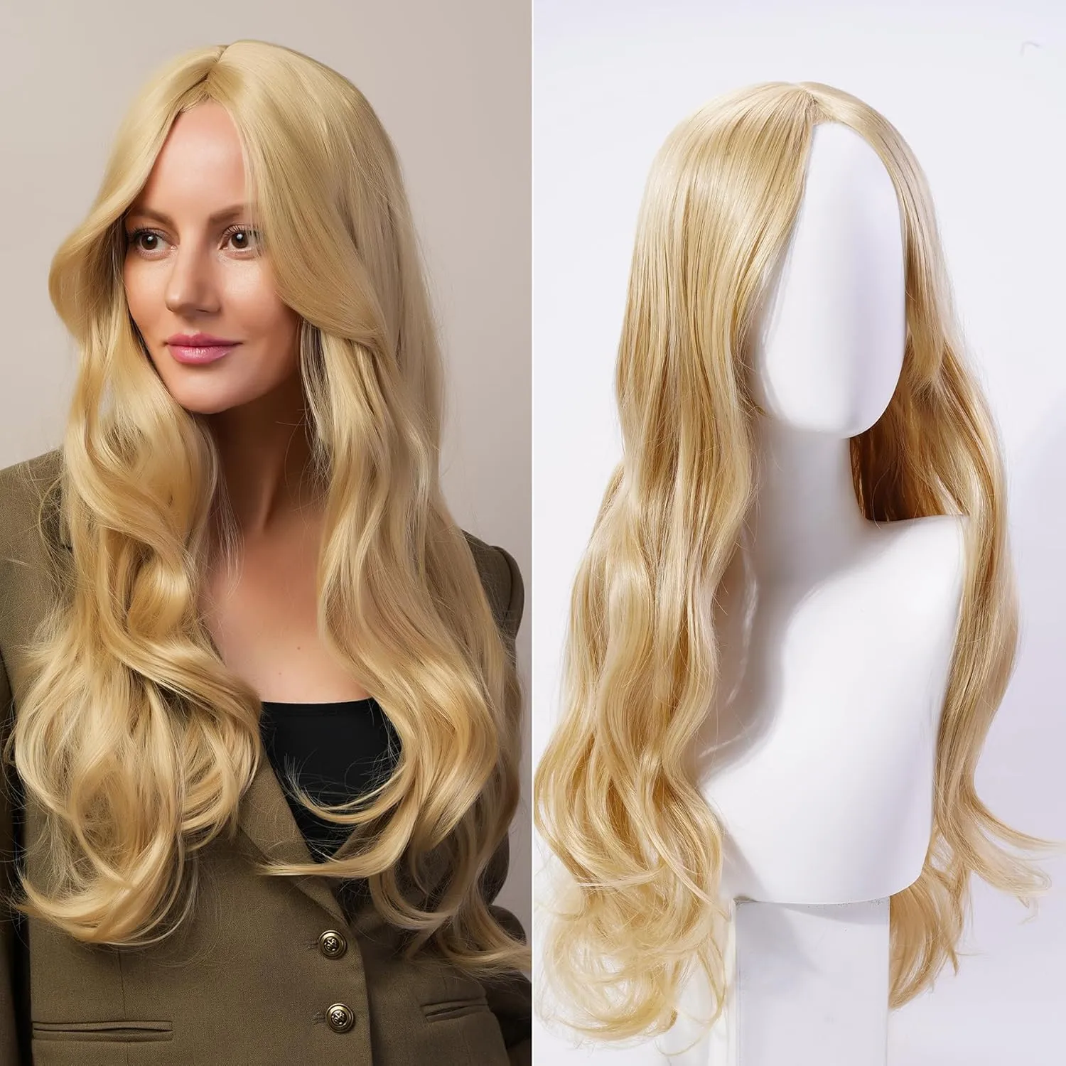 Blonde Wig for Women 27 Inch Long Blonde Heat Resistant Synthetic Fiber Wig Ideal for Parties and Role playing