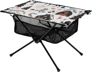Bolaz Outdoor Folding Portable Picnic Camping Table-Cartoon Deer Funny,Storage Mesh for Camping Gear Accessories, Hiking, Mountaineering, Outdoor Travel