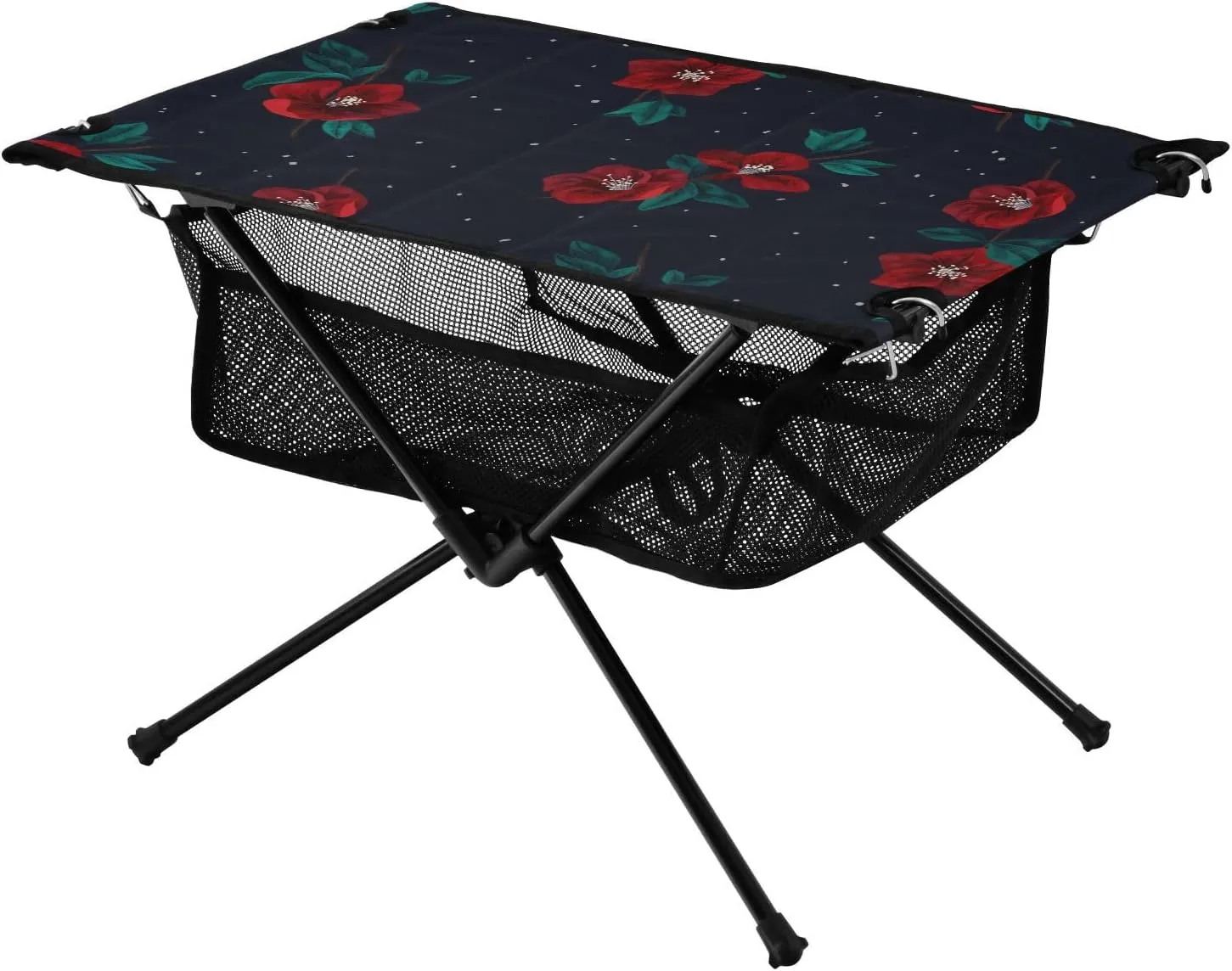 Bolaz Outdoor Folding Portable Picnic Camping Table-Japanese Red Flower,Storage Mesh for Camping Gear Accessories, Hiking, Mountaineering, Outdoor Travel