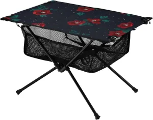 Bolaz Outdoor Folding Portable Picnic Camping Table-Japanese Red Flower,Storage Mesh for Camping Gear Accessories, Hiking, Mountaineering, Outdoor Travel