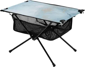 Bolaz Outdoor Folding Portable Picnic Camping Table-Light Blue Marble Modern,Storage Mesh for Camping Gear Accessories, Hiking, Mountaineering, Outdoor Travel