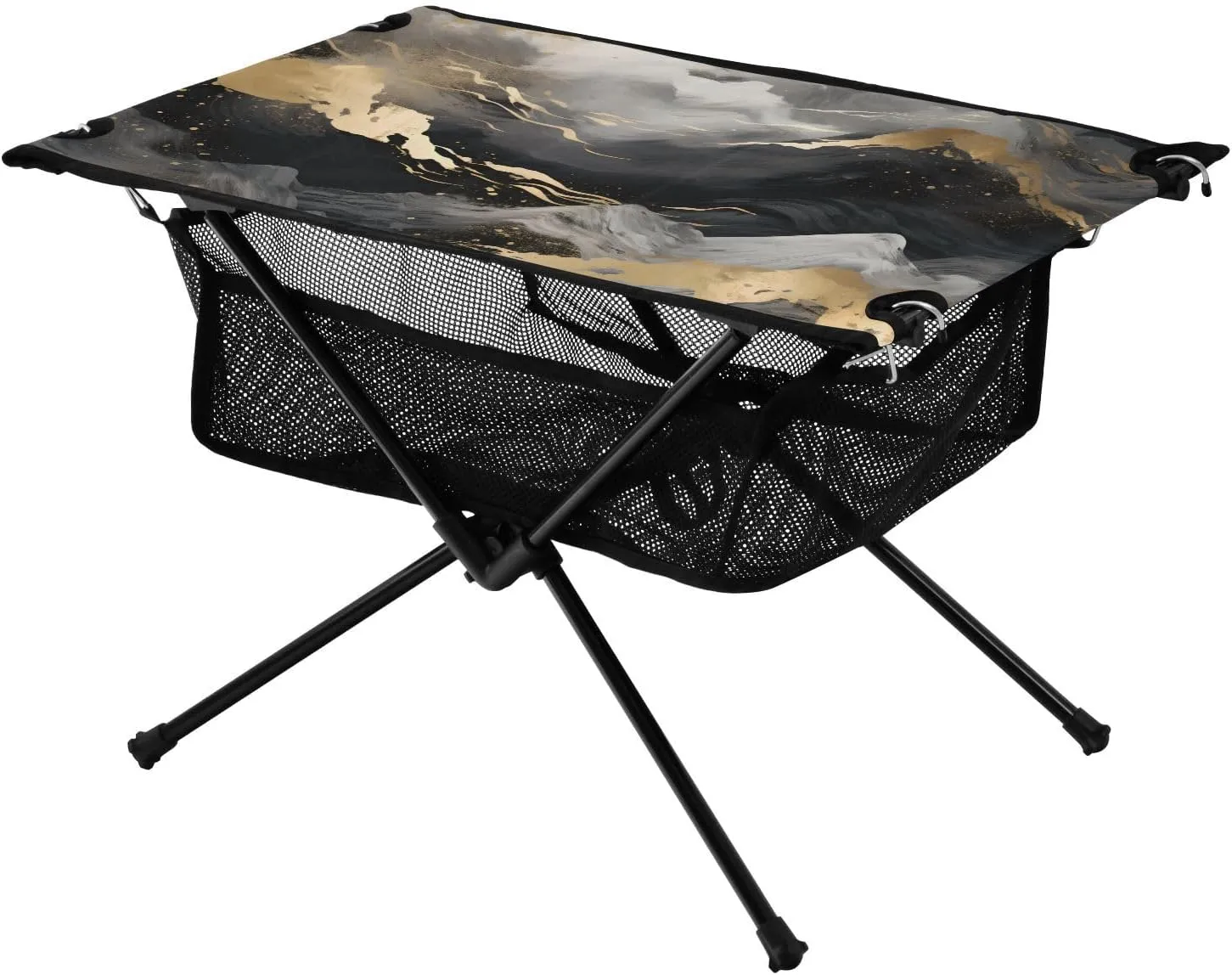 Bolaz Outdoor Folding Portable Picnic Camping Table-Marbling White and Black,Storage Mesh for Camping Gear Accessories, Hiking, Mountaineering, Outdoor Travel
