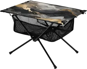 Bolaz Outdoor Folding Portable Picnic Camping Table-Marbling White and Black,Storage Mesh for Camping Gear Accessories, Hiking, Mountaineering, Outdoor Travel