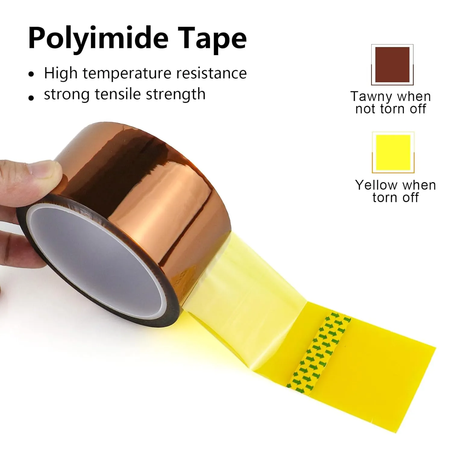 BOMEI PACK Polyimide Tape, 1 Pack High-Temperature Resistant Tape 2inch x 33m(108ft), No Residue Heat-Resistant Tape for Electric Task, 3D Printing, Soldering, Sublimation, Masking