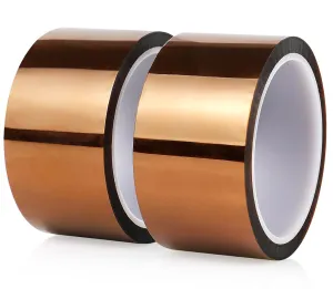 BOMEI PACK Polyimide Tape, 2 Pack High-Temperature Resistant Tape 2inch x 33m(108ft), No Residue Heat-Resistant Tape for Electric Task, 3D Printing, Soldering, Sublimation, Masking