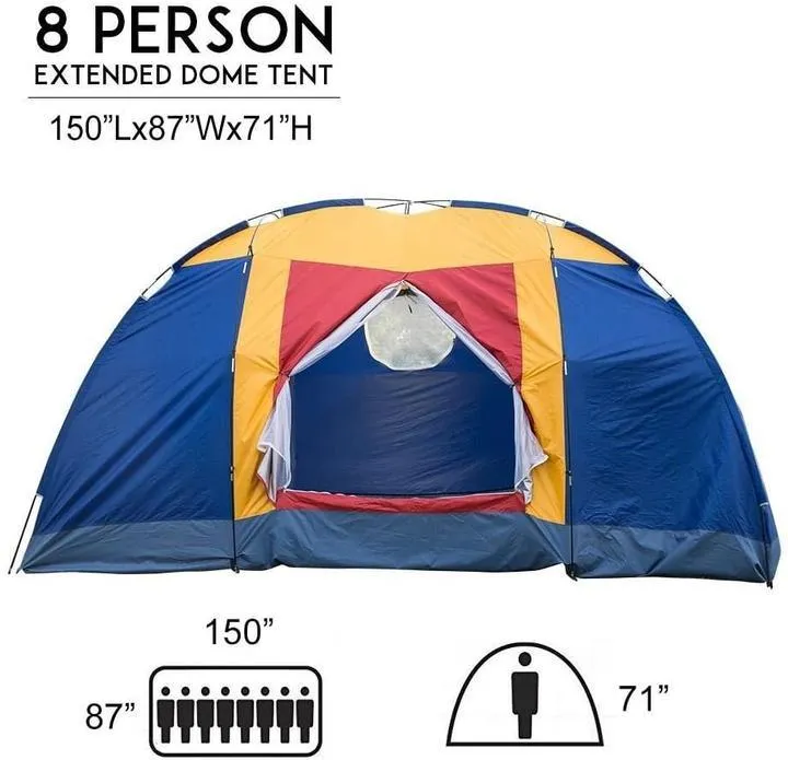 Bosonshop Outdoor Camping Tent Easy Set Up Large for 8 Person  Party Tent for Traveling Hiking With Portable Bag