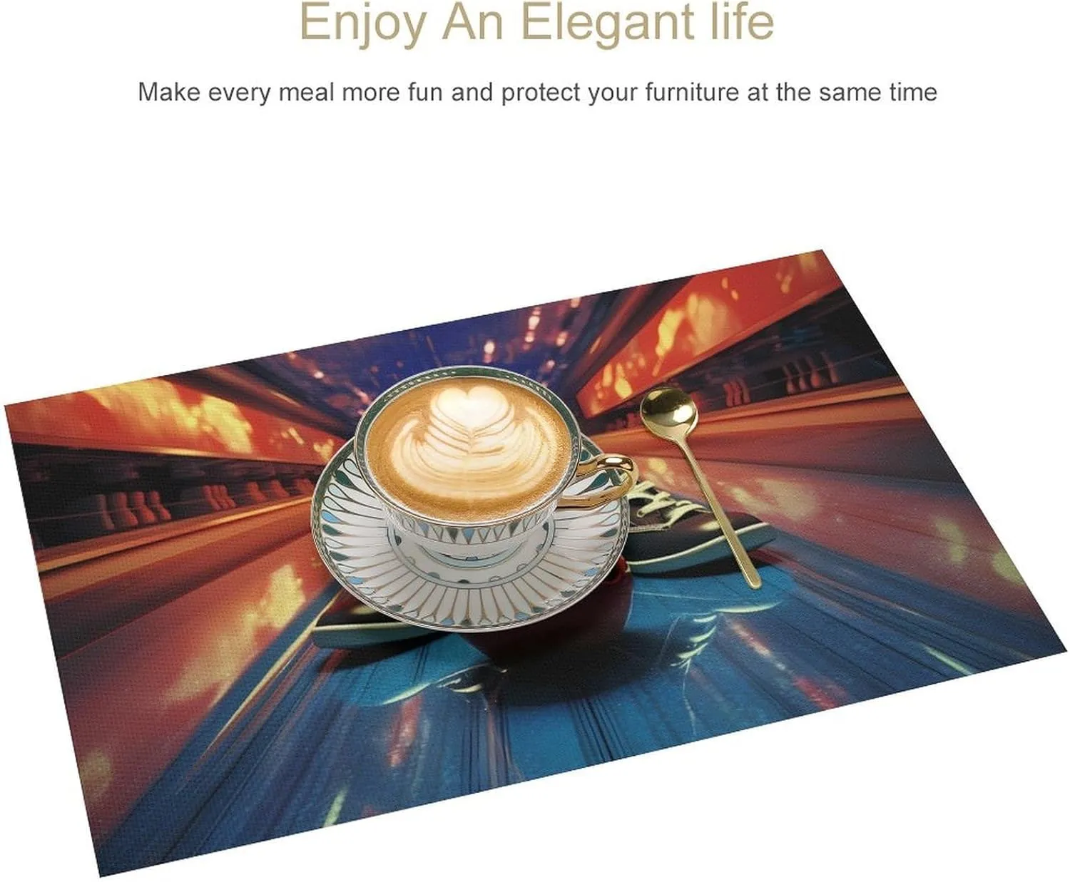 Bowling Shoes and Balls Placemats Heat Resistant PVC Table Place Mats Reusable Placemat for Indoor Outdoor Kitchen Decor 4 PCS
