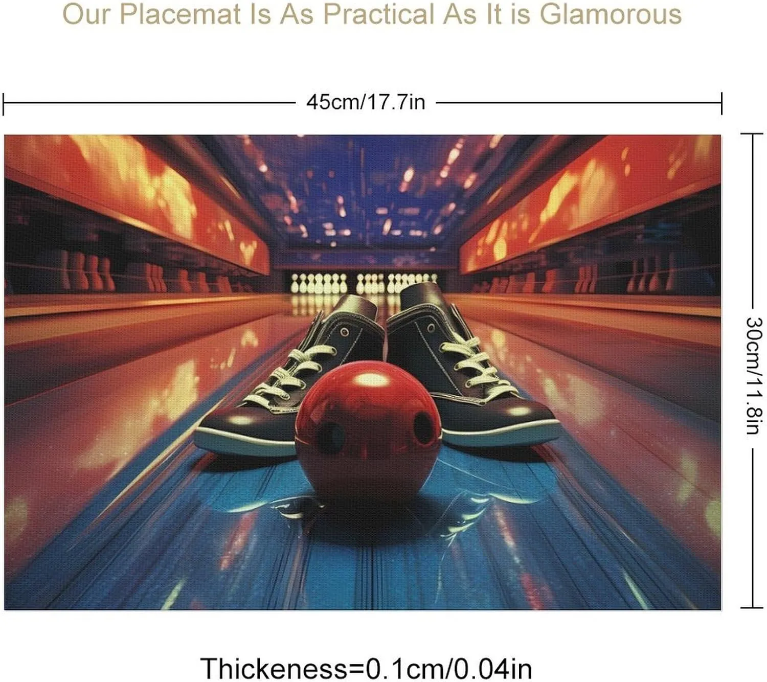 Bowling Shoes and Balls Placemats Heat Resistant PVC Table Place Mats Reusable Placemat for Indoor Outdoor Kitchen Decor 4 PCS