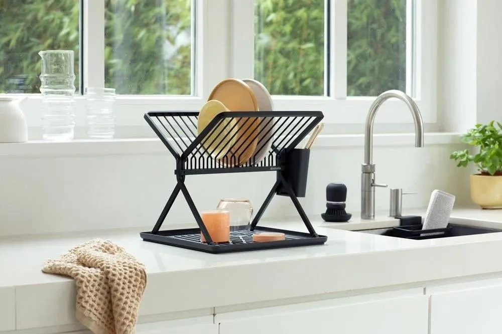 Brabantia Foldable Dish Drying Rack, Large - Dark Grey