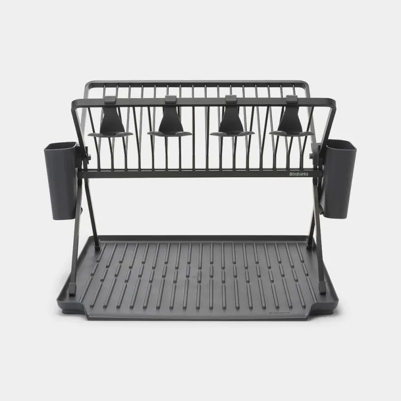 Brabantia Foldable Dish Drying Rack, Large - Dark Grey