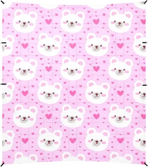 Burbuja Bear Faces with Pink Cheeks Beach Canopy Windproof Beach Tent Sun Shade with 4 Sandbags & Sand Shovel, Portable Sun Shelter for Family Camping Picnic
