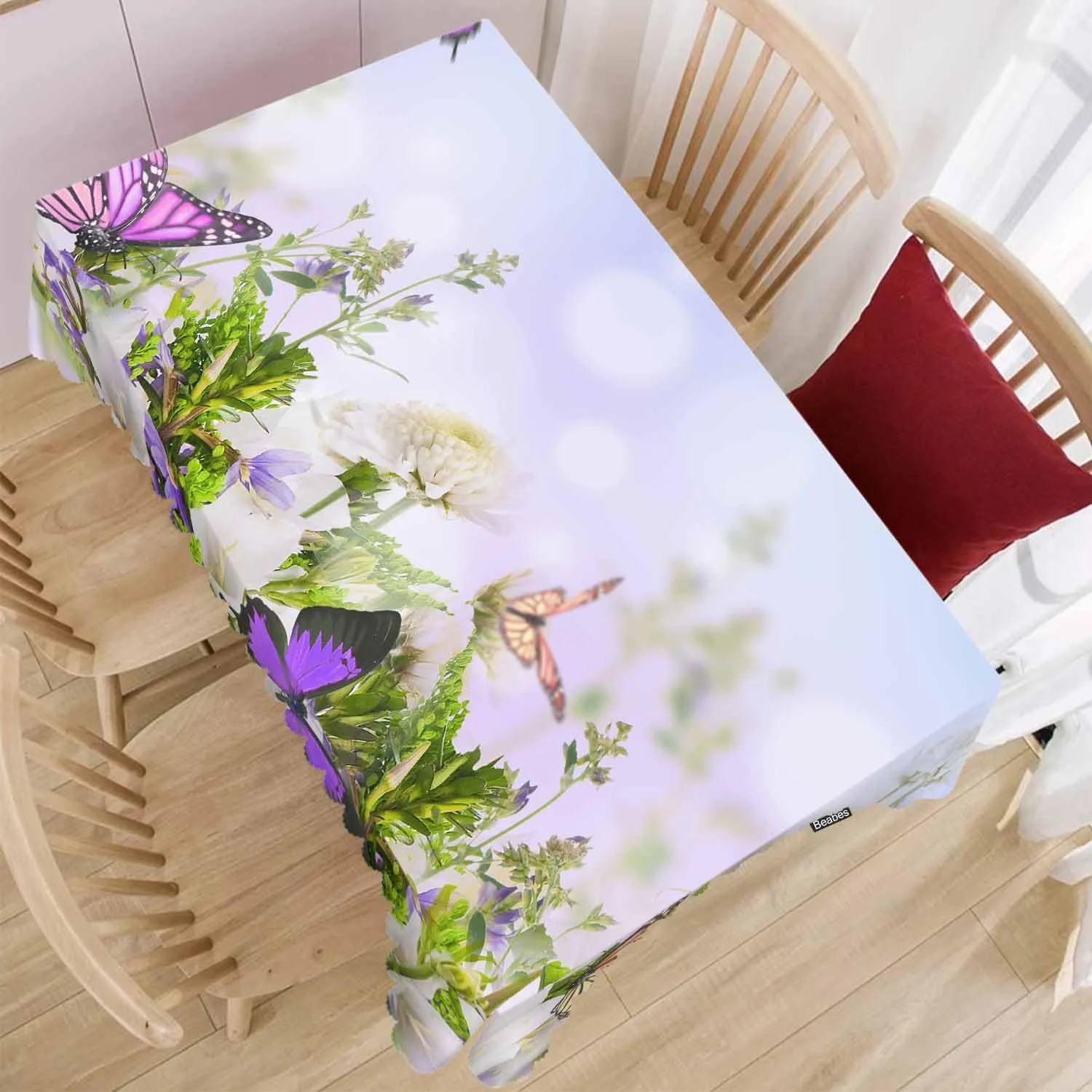 Butterfly Table Covers Bloom Daisy Flowers Butterflies Heavy Weight Tablecloth Picnic Table Cloth for Kitchen Dinning Tabletop Outdoor BBQ Buffet Rectangle 52x70 Inch