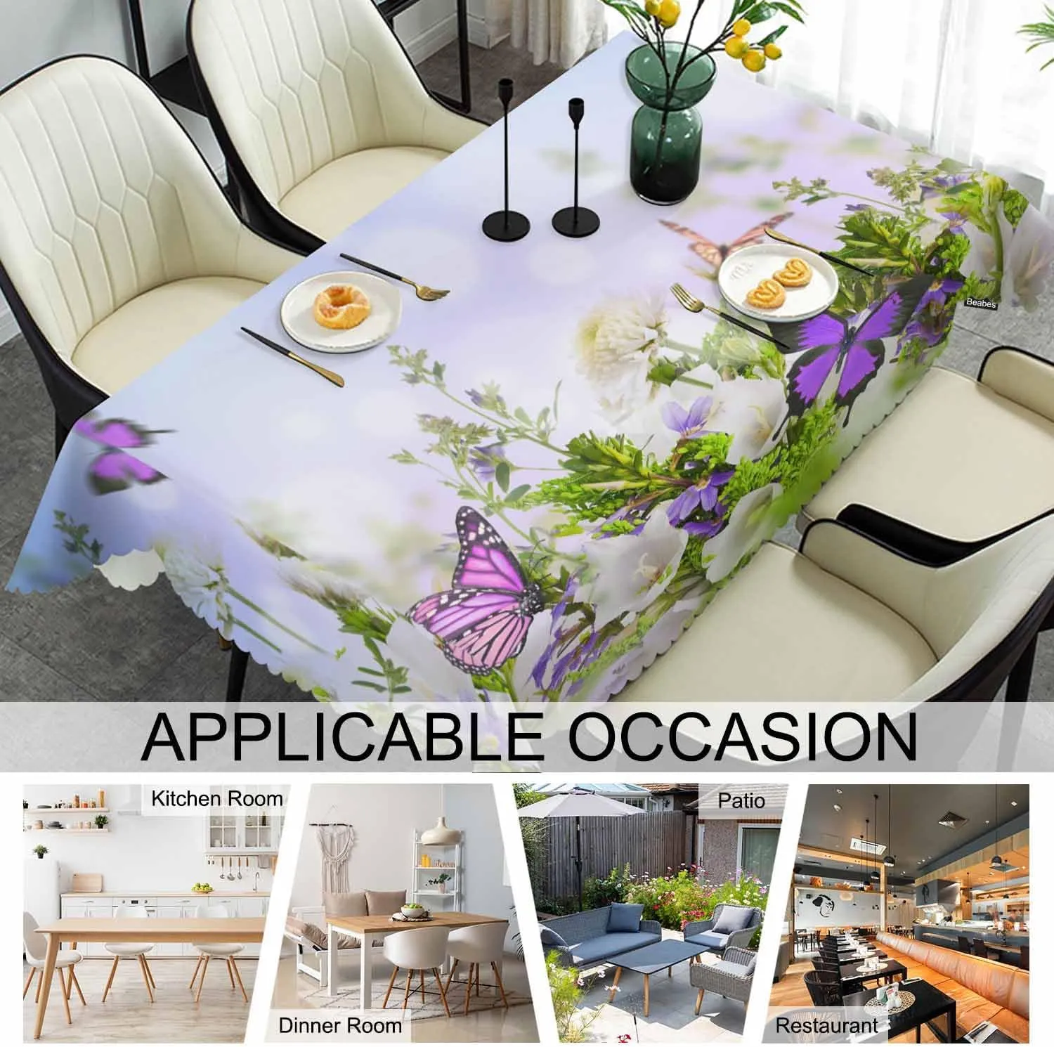 Butterfly Table Covers Bloom Daisy Flowers Butterflies Heavy Weight Tablecloth Picnic Table Cloth for Kitchen Dinning Tabletop Outdoor BBQ Buffet Rectangle 52x70 Inch