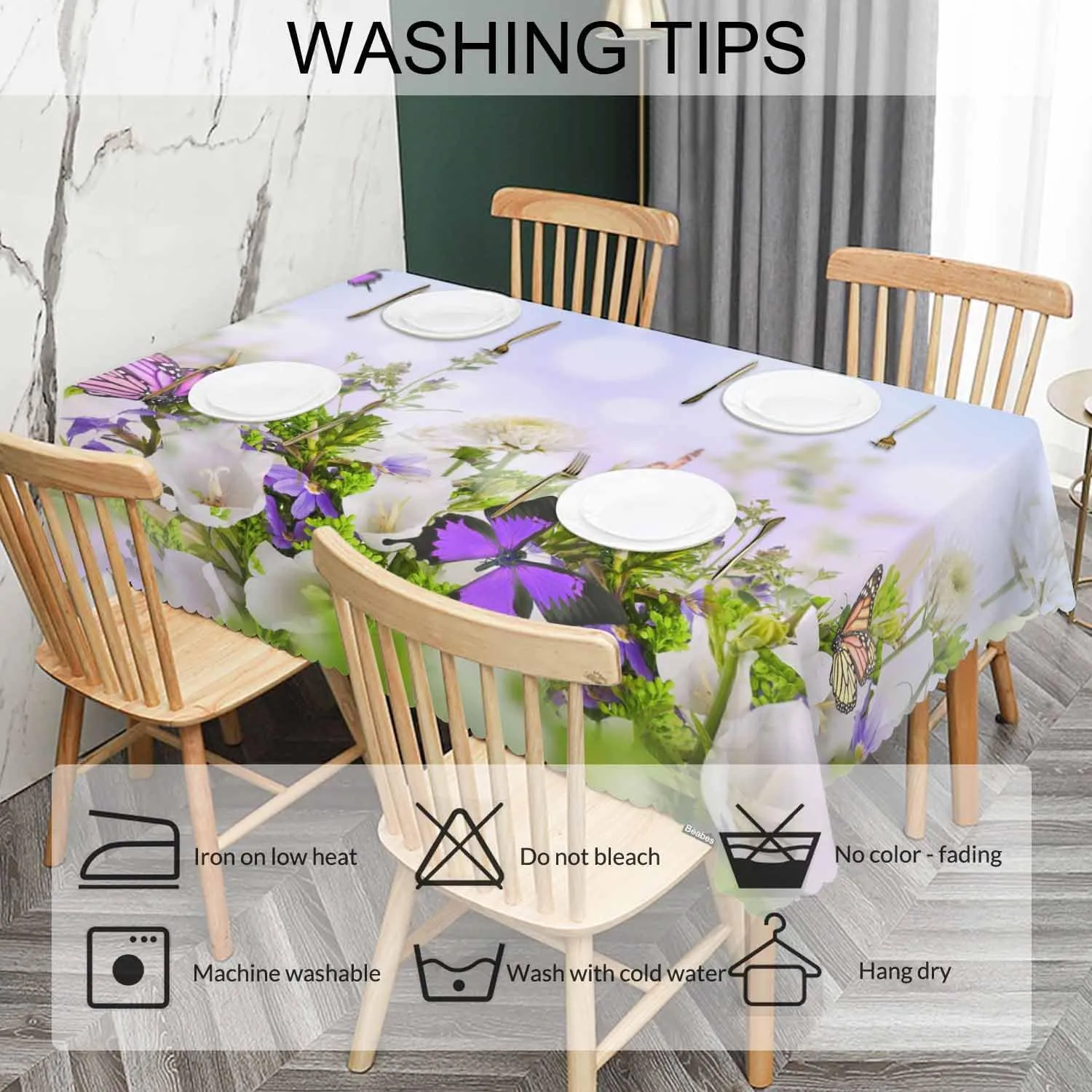 Butterfly Table Covers Bloom Daisy Flowers Butterflies Heavy Weight Tablecloth Picnic Table Cloth for Kitchen Dinning Tabletop Outdoor BBQ Buffet Rectangle 52x70 Inch