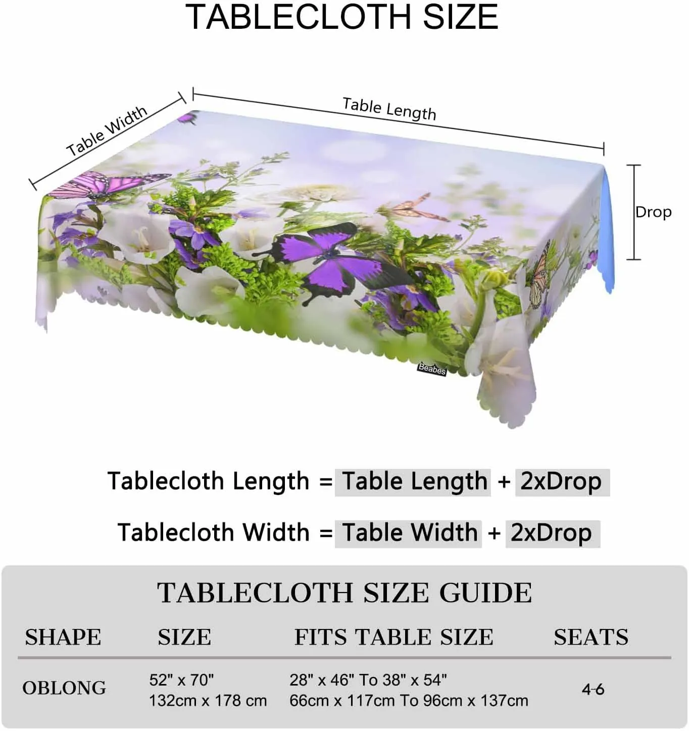 Butterfly Table Covers Bloom Daisy Flowers Butterflies Heavy Weight Tablecloth Picnic Table Cloth for Kitchen Dinning Tabletop Outdoor BBQ Buffet Rectangle 52x70 Inch