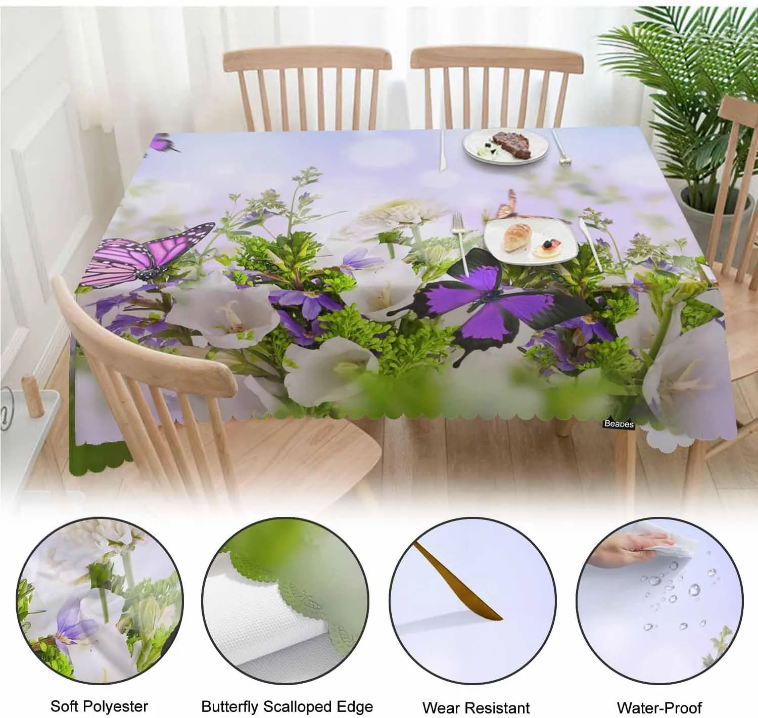 Butterfly Table Covers Bloom Daisy Flowers Butterflies Heavy Weight Tablecloth Picnic Table Cloth for Kitchen Dinning Tabletop Outdoor BBQ Buffet Rectangle 52x70 Inch
