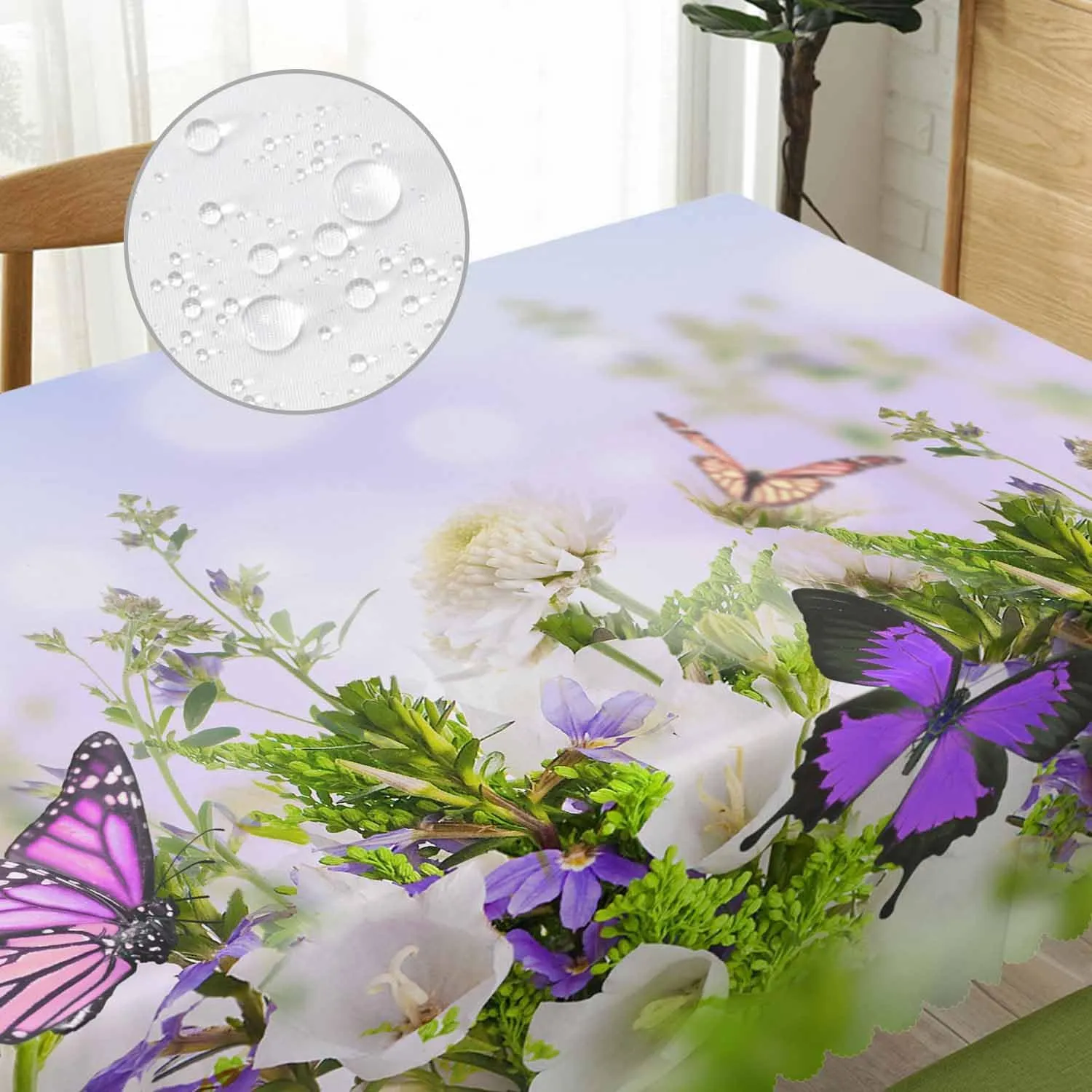 Butterfly Table Covers Bloom Daisy Flowers Butterflies Heavy Weight Tablecloth Picnic Table Cloth for Kitchen Dinning Tabletop Outdoor BBQ Buffet Rectangle 52x70 Inch