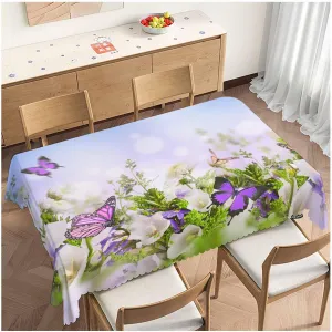 Butterfly Table Covers Bloom Daisy Flowers Butterflies Heavy Weight Tablecloth Picnic Table Cloth for Kitchen Dinning Tabletop Outdoor BBQ Buffet Rectangle 52x70 Inch