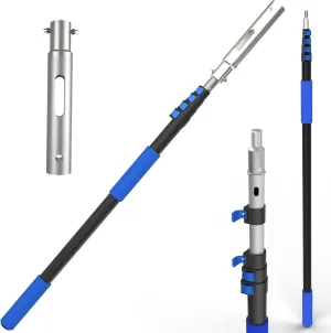 Buyplus Pool Pole - 15FT Telescopic Extendable Swimming Pool Pole with 4-15FT Aluminium Heavy Duty Extension Pole for Skimmer Nets, Rakes, Brushes and Vacuum Heads