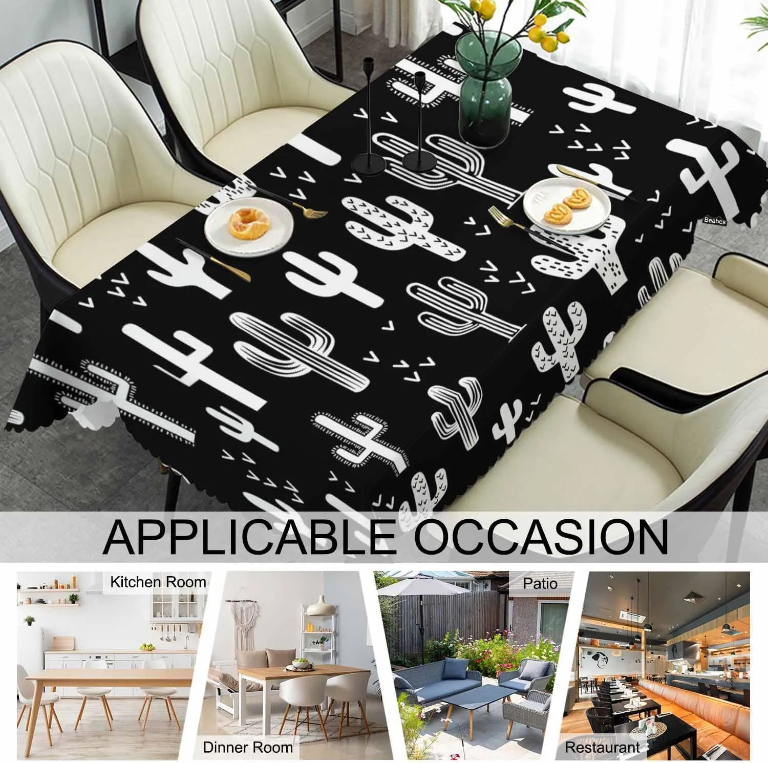 Cactus Dinner Tablecloth Table Cover, Western Cactus Succulents 52x70 Inch Table Cloth Dust-Proof Tablecloth Table Cover Protector for Home Restaurant Picnic Camping BBQ