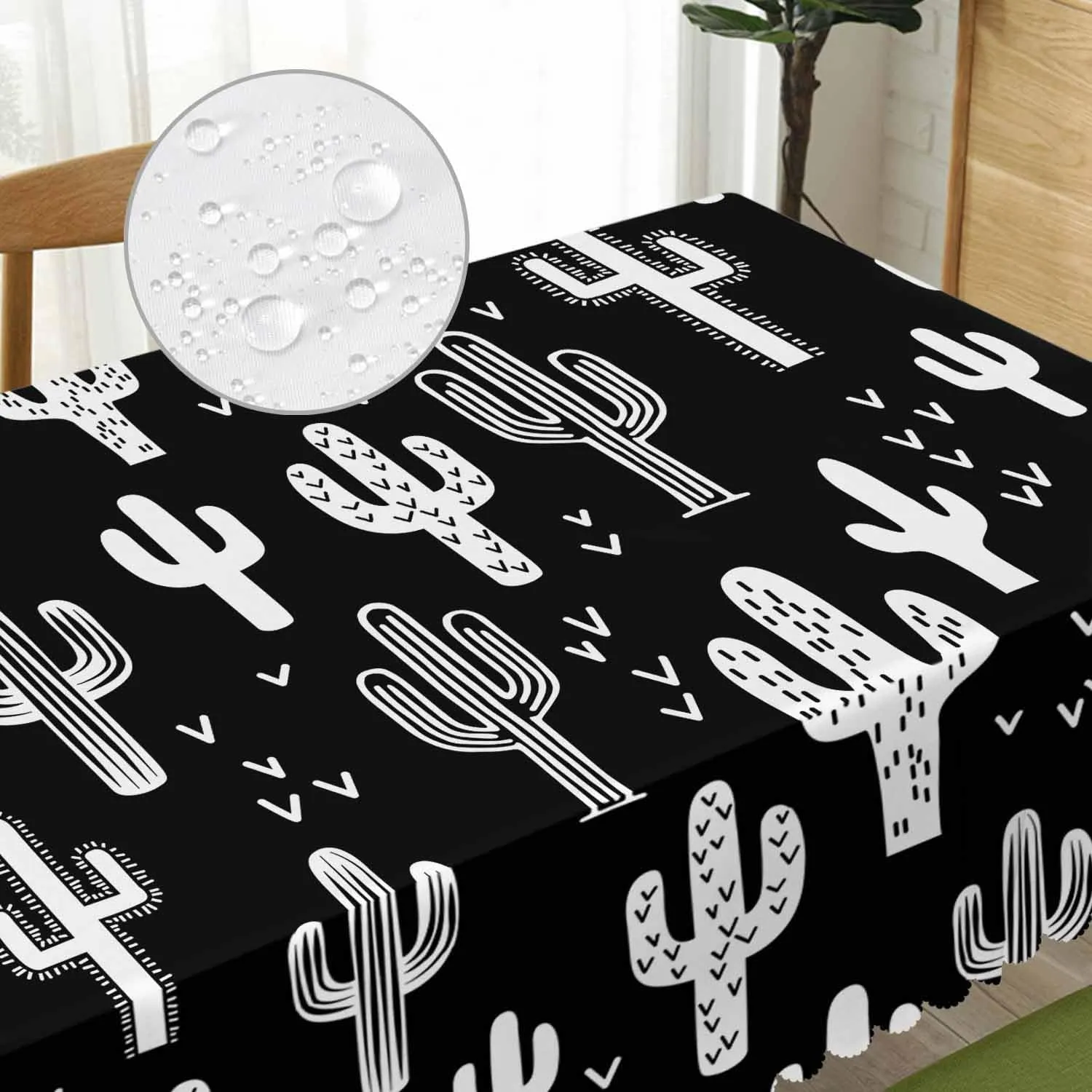 Cactus Dinner Tablecloth Table Cover, Western Cactus Succulents 52x70 Inch Table Cloth Dust-Proof Tablecloth Table Cover Protector for Home Restaurant Picnic Camping BBQ
