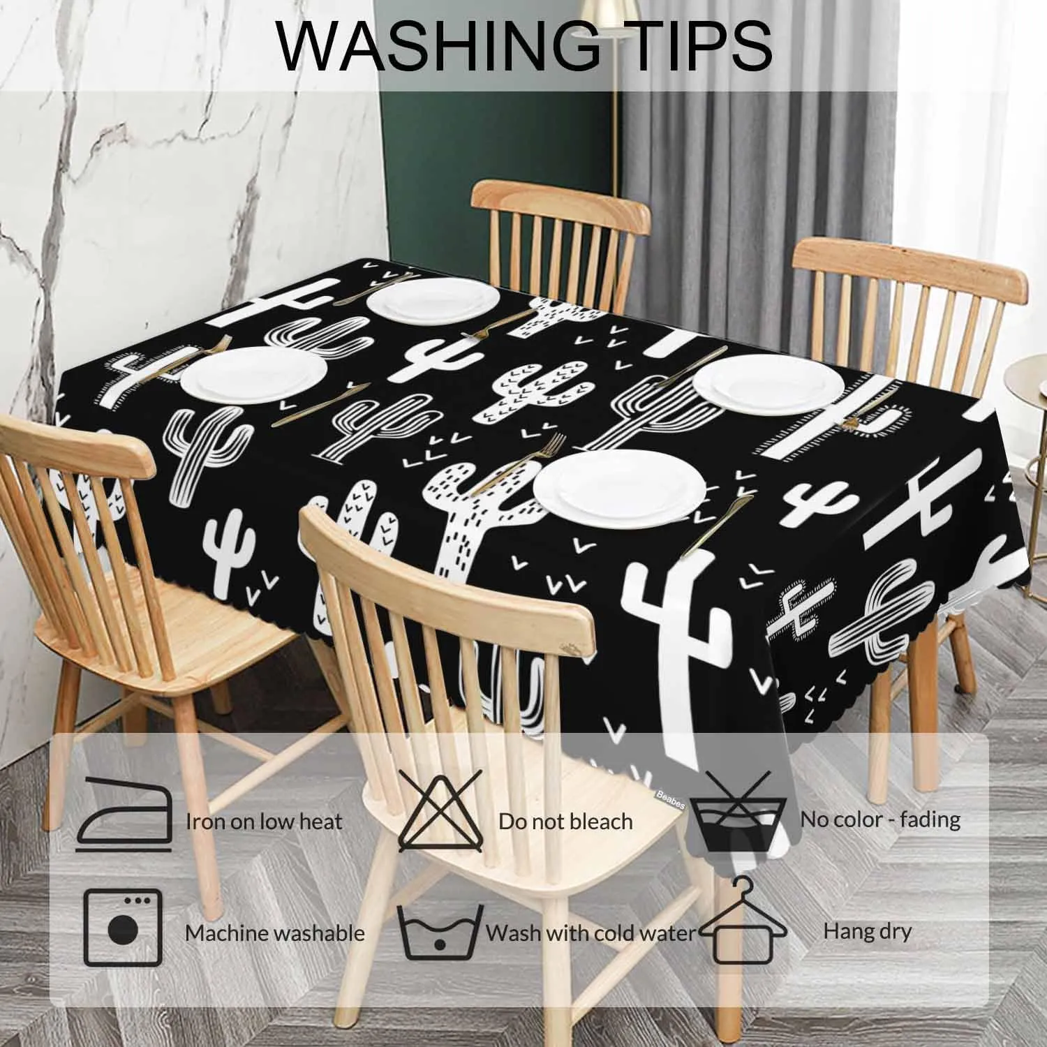 Cactus Dinner Tablecloth Table Cover, Western Cactus Succulents 52x70 Inch Table Cloth Dust-Proof Tablecloth Table Cover Protector for Home Restaurant Picnic Camping BBQ
