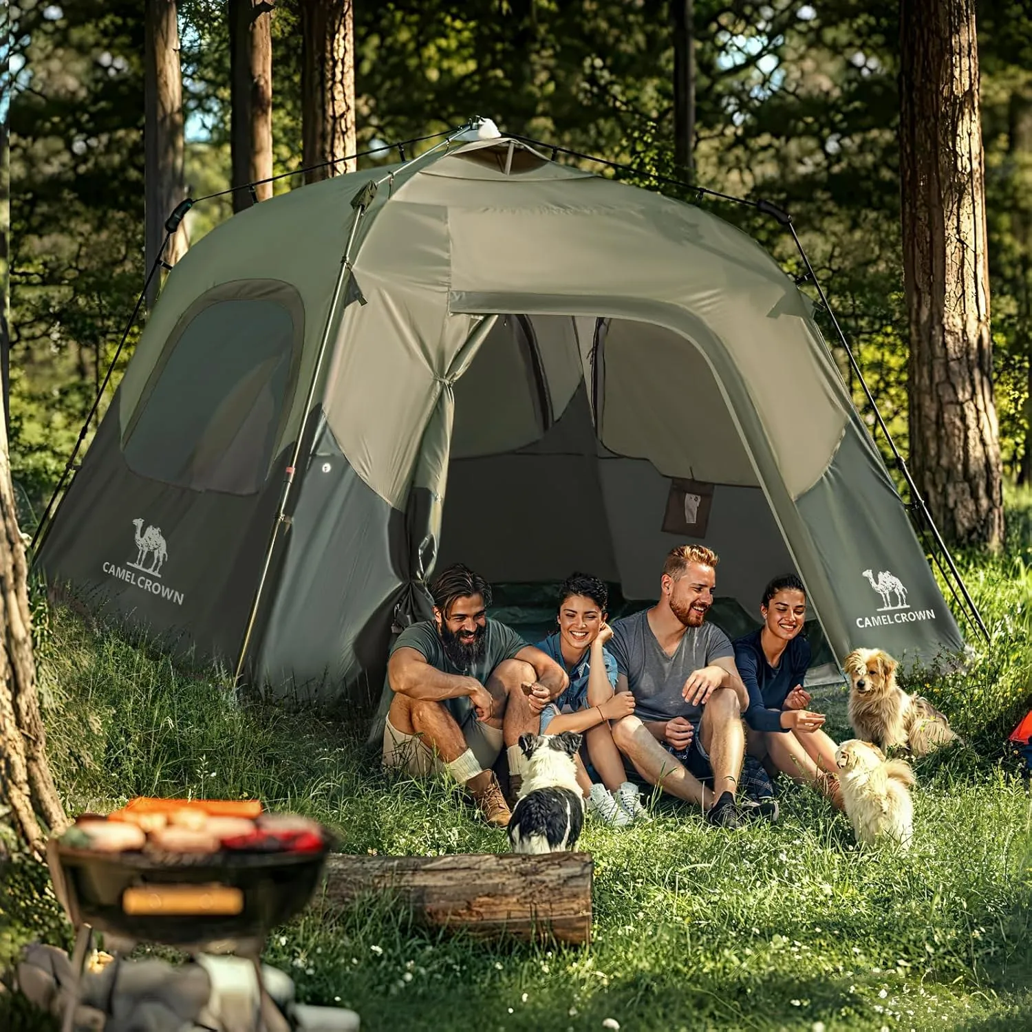 CAMEL CROWN Instant Tents for Camping 4-6 Person Tent Waterproof Easy Setup Sets Up in 60 Seconds Backpacking Tents with Carry Bag for Outdoor Hiking