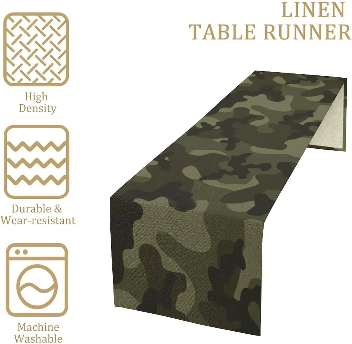 Camo Table Runner, Army Military Camouflage Coast Guard Air Force Soldier Hunting Themed Dinner Table Decoration for Home Kitchen Dining Table Decoration 13"x60"