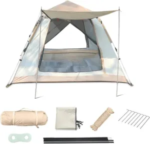 Camping Tent 3-4 5-8 Persons Cube One-Touch Tent Fishing Beige Blue Camping Supplies Automatic Lightweight Roof Top Hexagonal (Typea5 8 People)