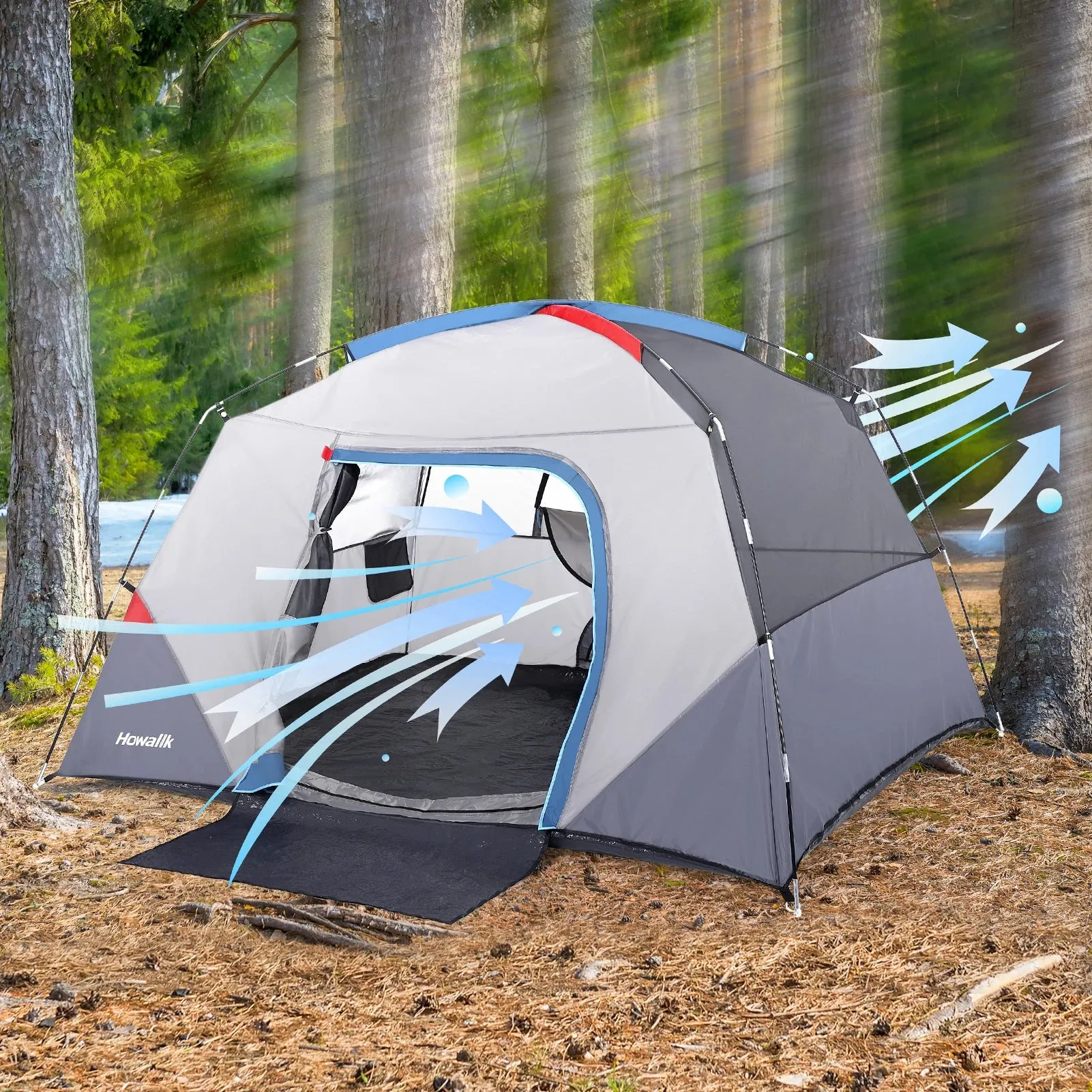 Camping Tent for 4 Person Outdoor Hiking, Light Blue Tent for Camping, Easy Set Up Camping Tent Backpacking Traveling 2.8ft (L)