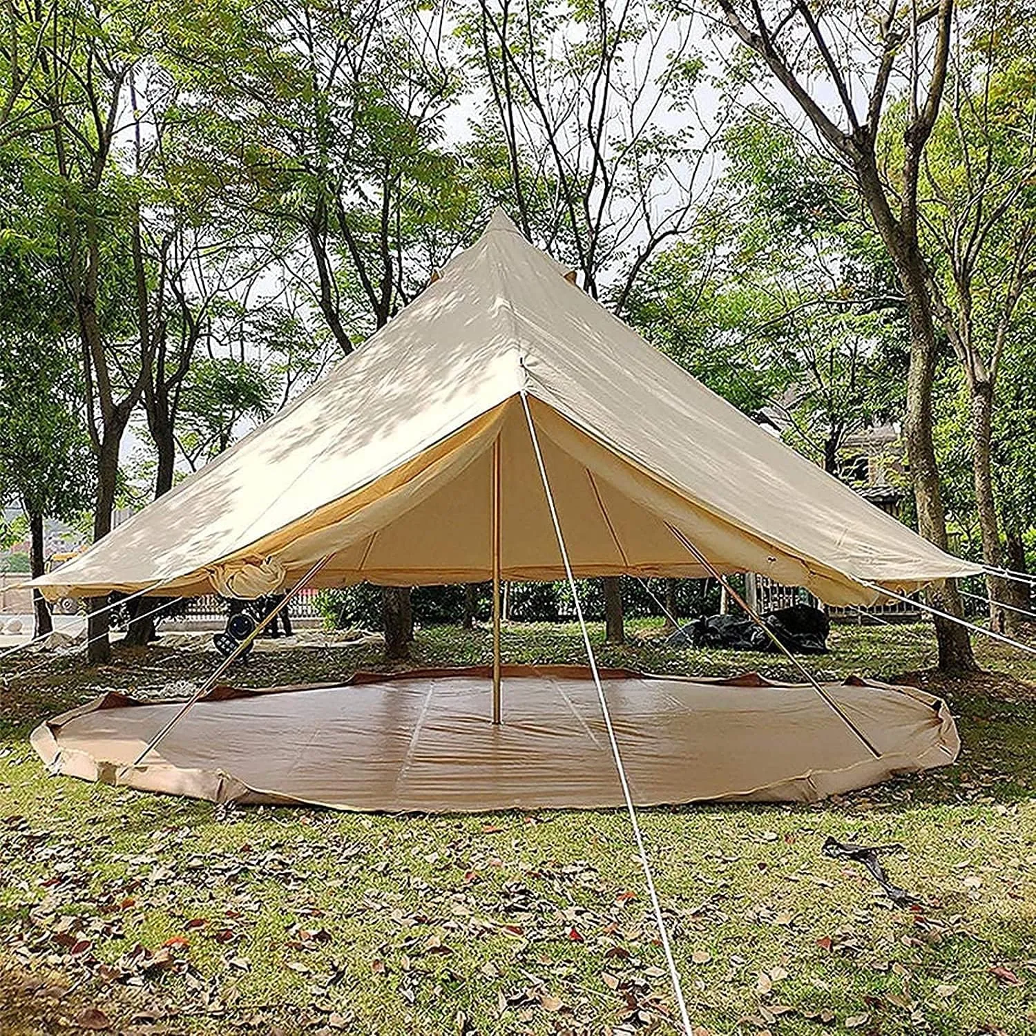 Canvas Tent with Stove Hole Cotton Canvas Tents Yurt Tent for Camping Waterproof Tent 4 Seasons for Family Camping Glamping Outdoor Tipi Luxury