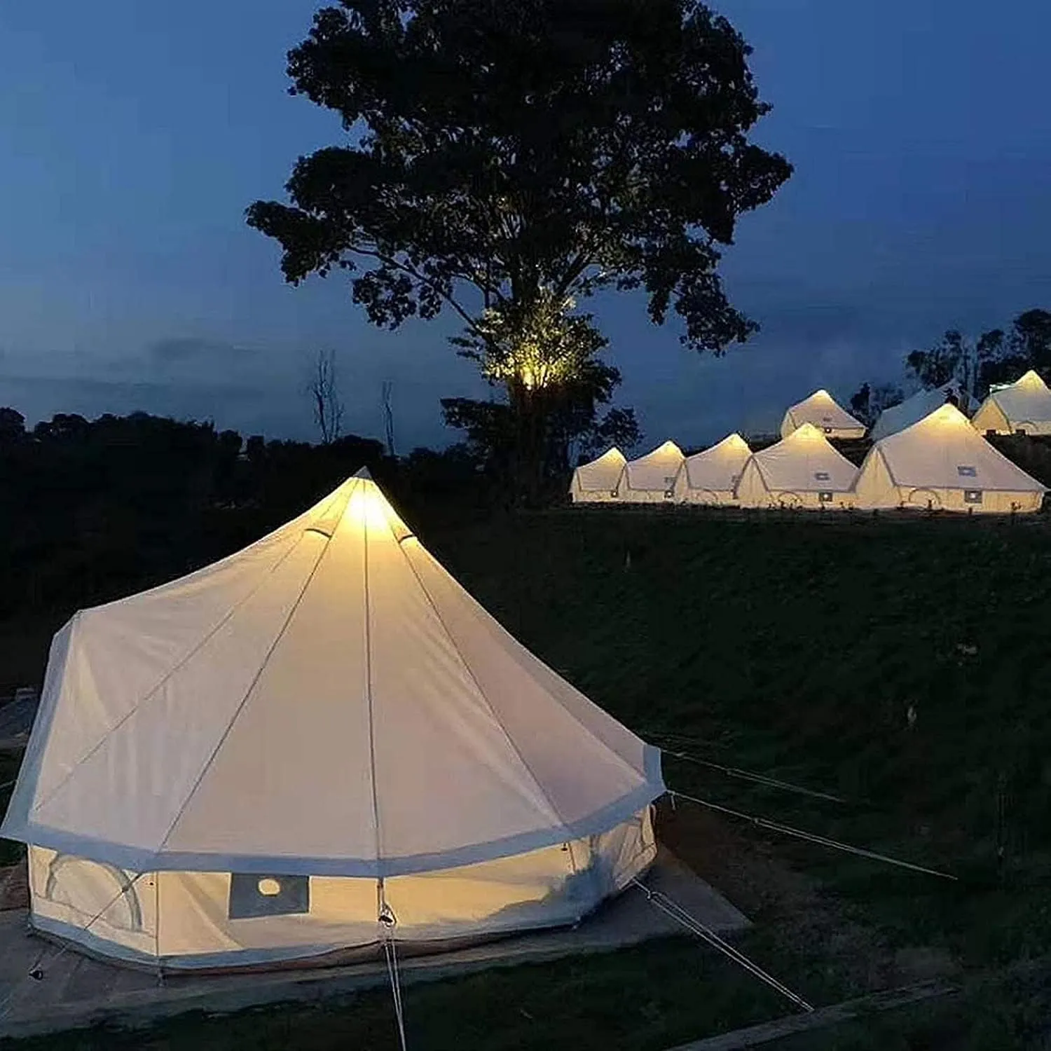 Canvas Tent with Stove Hole Cotton Canvas Tents Yurt Tent for Camping Waterproof Tent 4 Seasons for Family Camping Glamping Outdoor Tipi Luxury