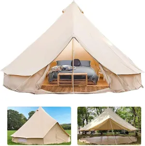 Canvas Tent with Stove Hole Cotton Canvas Tents Yurt Tent for Camping Waterproof Tent 4 Seasons for Family Camping Glamping Outdoor Tipi Luxury