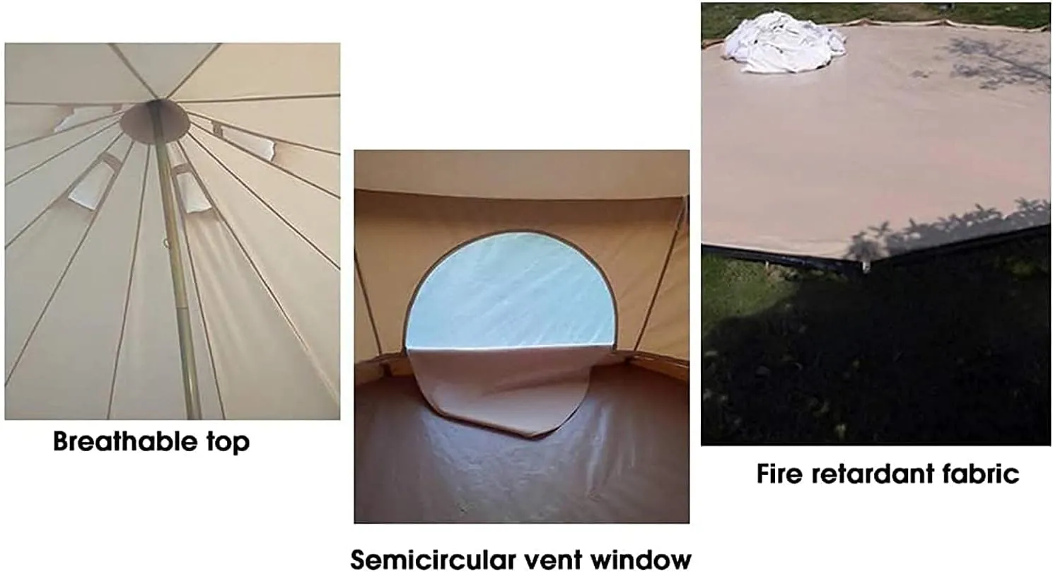 Canvas Tent with Stove Hole Cotton Canvas Tents Yurt Tent for Camping Waterproof Tent 4 Seasons for Family Camping Glamping Outdoor Tipi Luxury