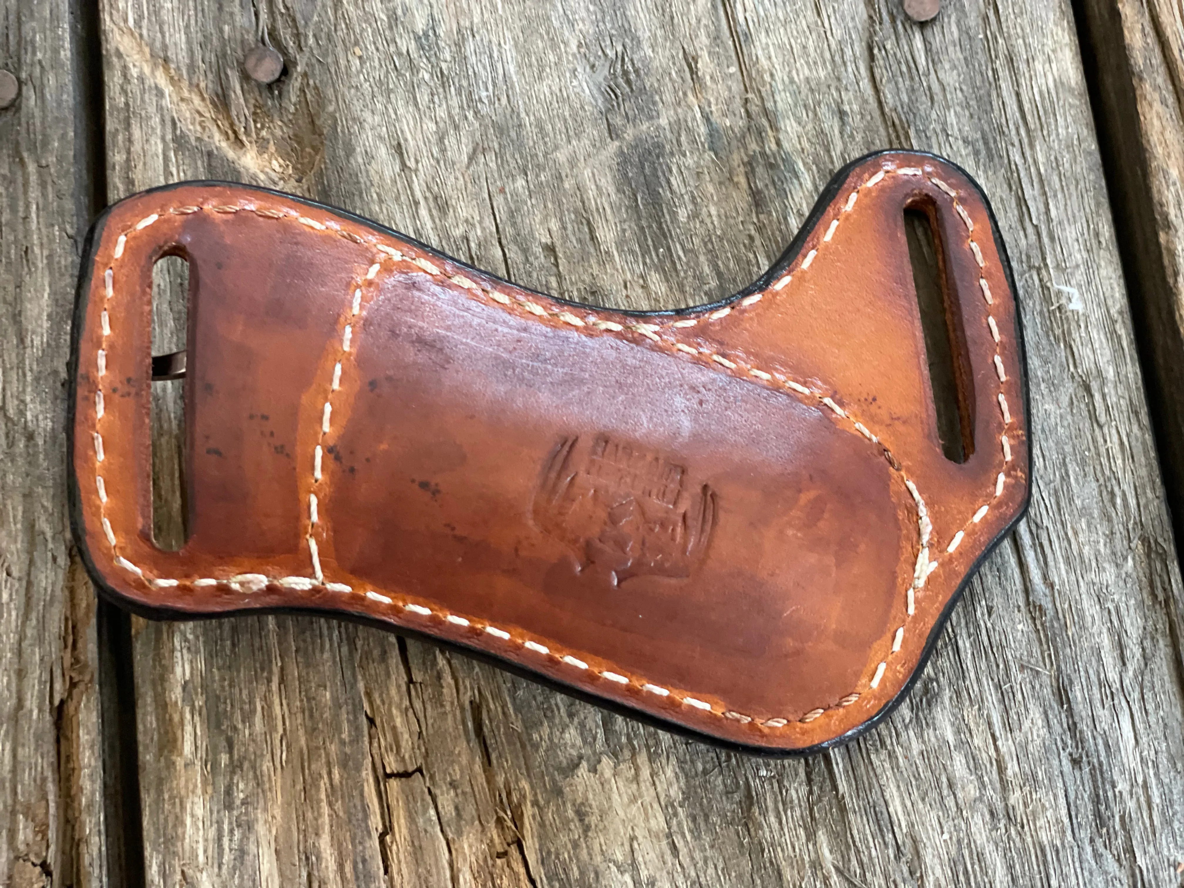 Case XX Russlock leather Knife sheath horizontal sheath folding knife sheath for belt made in USA