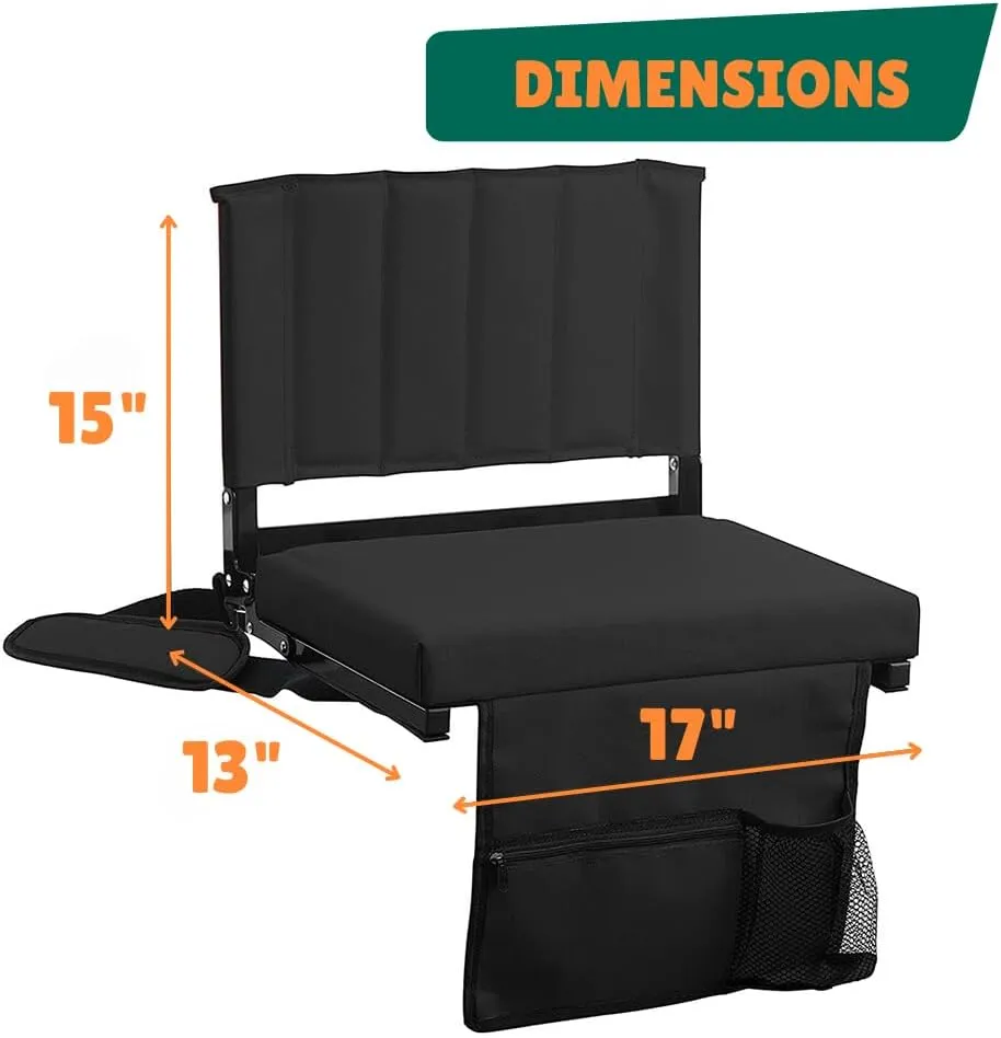 CBCOZY Box Bleachers Padded Cushion Foldable Stadium Seat Chairs with Shoulder Strap, Built-in Cup Holder