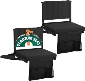 CBCOZY Box Bleachers Padded Cushion Foldable Stadium Seat Chairs with Shoulder Strap, Built-in Cup Holder