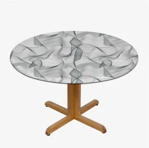 Charcoal Grey White Round Tables Tablecloth Table Cloth Abstract Geometric Waves Ocean Round Fitted Table Cover The Ultimate Protection for Your Table Dark Grey Fit for 40"-43" Table