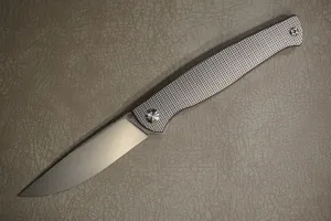 Cheburkov Knife Leader New, Steel S90V, Handle Grey Checkered Titanium