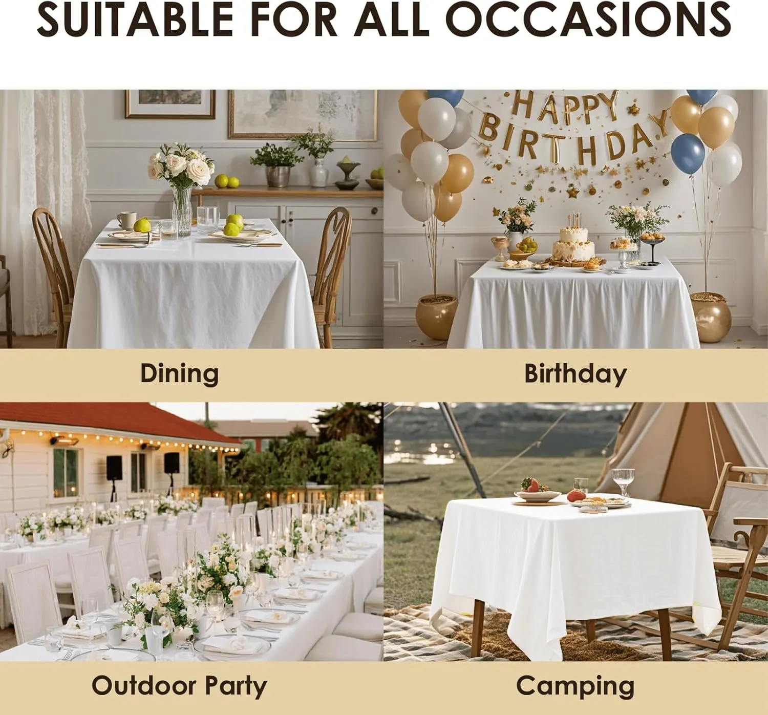 Christmas Rectangle Tablecloth Water and Stain Resistant Washable Table Cloth Selected Wrinkle Free Polyester Table Cover for Dining, Parties, Camping (90 x 156 Inch, Gold)