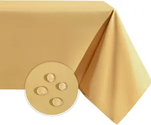 Christmas Rectangle Tablecloth Water and Stain Resistant Washable Table Cloth Selected Wrinkle Free Polyester Table Cover for Dining, Parties, Camping (90 x 156 Inch, Gold)