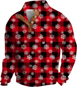 Christmas Sweaters Men Ugly Sweatshirts Funny Holiday Pullovers Button Long Sleeve Lightweight Big Tall Polo Shirts