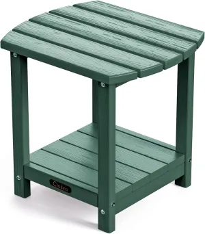 Ciokea Adirondack Outdoor Side Table, 2-Tier Sturdy Patio End Table Weather Resistant, Morden Side Table for Patio, Pool, Porch, Green