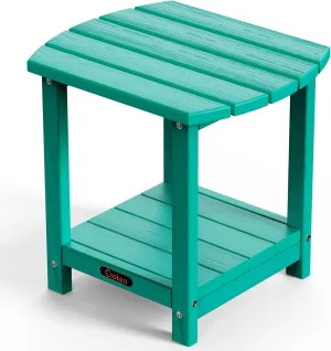 Ciokea Adirondack Outdoor Side Table, 2-Tier Sturdy Patio End Table Weather Resistant, Morden Side Table for Patio, Pool, Porch, Lake Blue