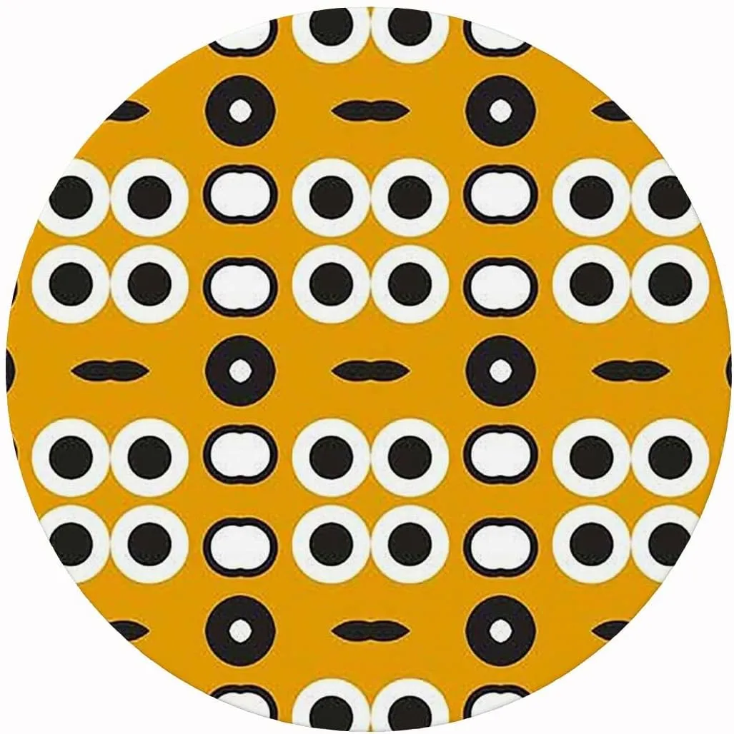 Circular Table Cover Design Decoration Geometric Circular Stripe Style Waterproof Table Cloth Cover Tablecloth for Outdoor Picnic Abstract Fits up 38"-42" Diameter Tables Yellow White Black