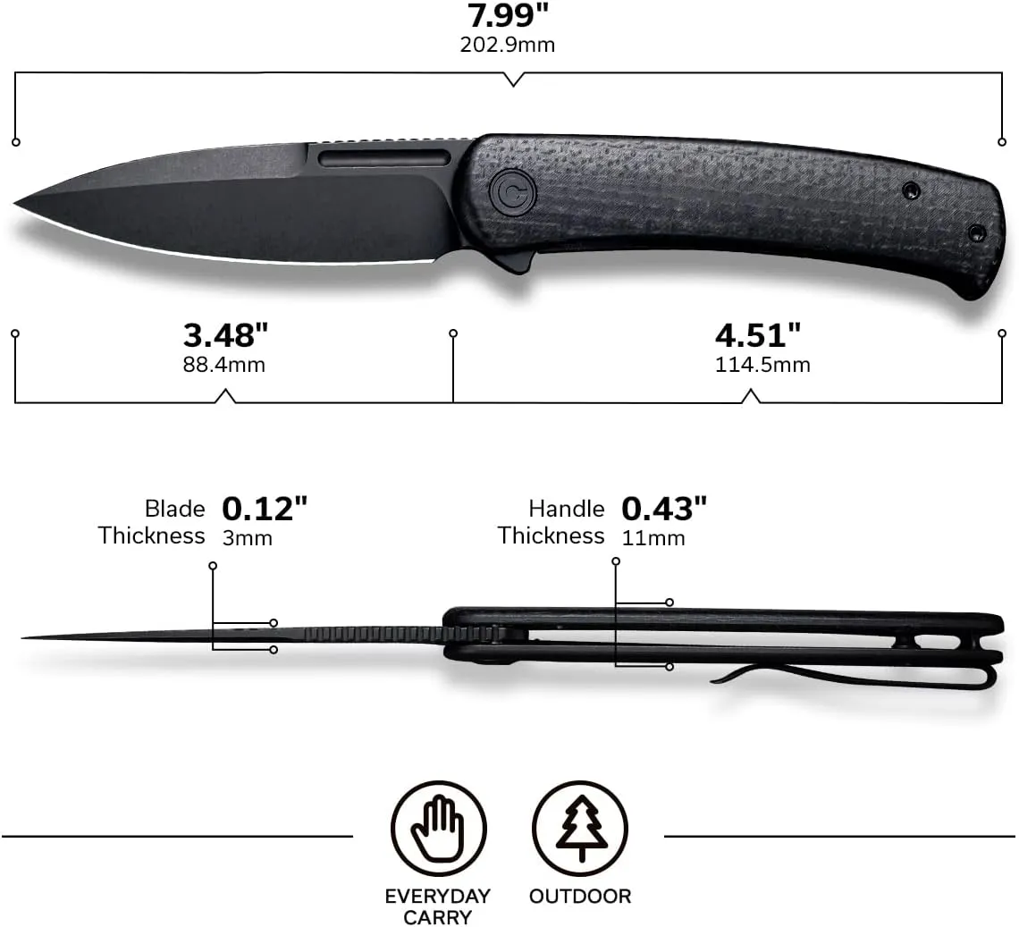 CIVIVI Cetos Folding Knife, 3.48-in 14C28N Blade Spear Point with Coarse Micarta Scale Flipper Knife Frame Lock, Pocket EDC Outdoor Knives for Camping, Hiking, Hunting C21025B-2