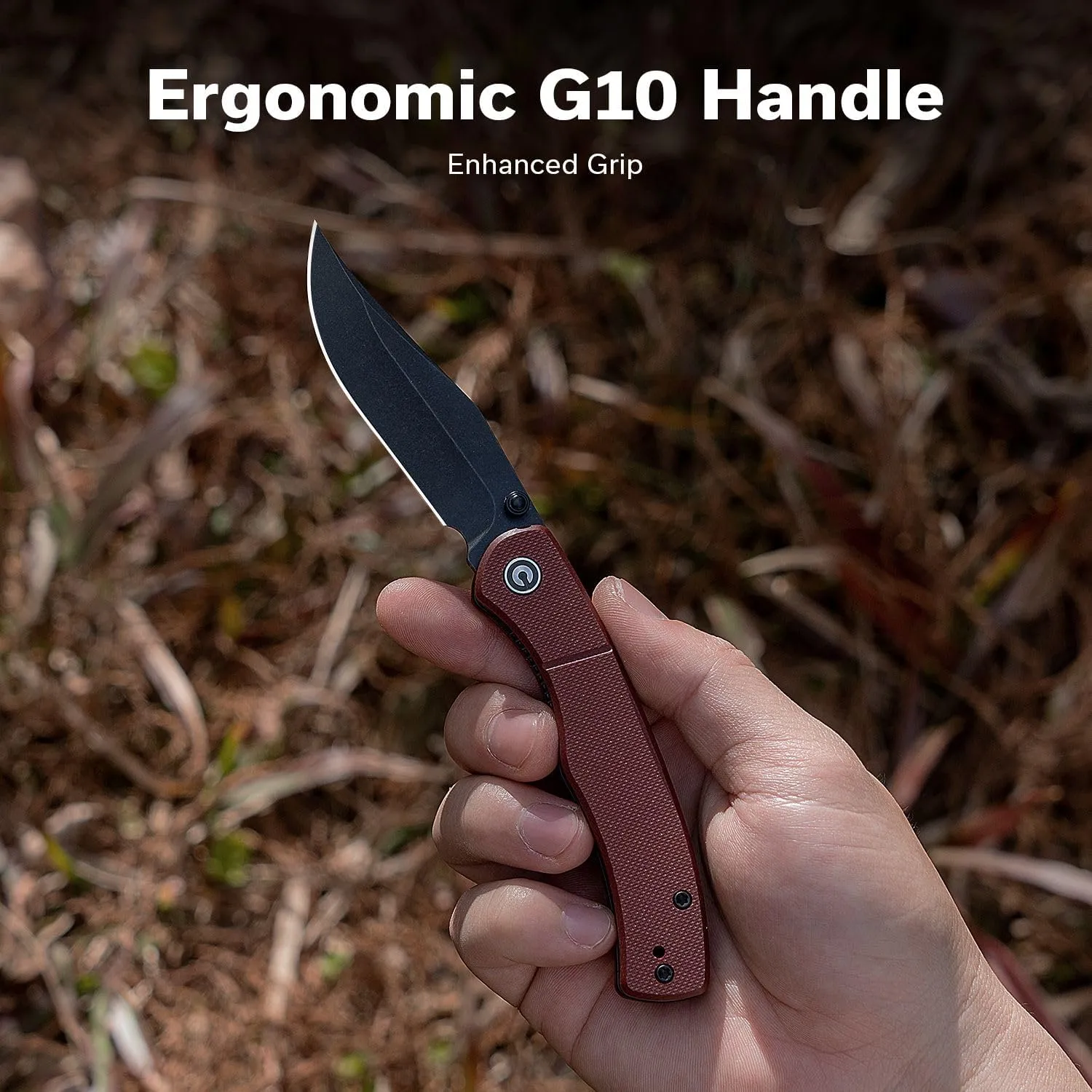 CIVIVI Clingman EDC Pocket Folding Knife with Titanium Reversible Clip, 2.99" Nitro-V Blade G10 Handle Liner Lock Knife, Gift for Men Women C23065-2 (Burgundy)