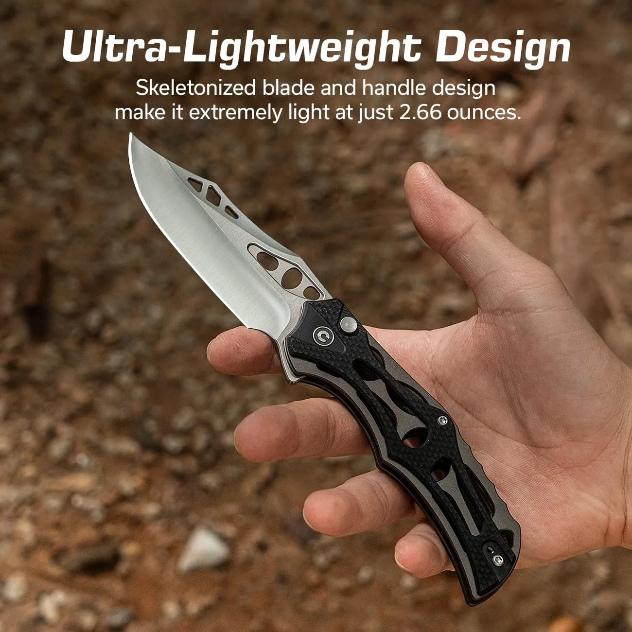 CIVIVI Pocket Knife for Men, Biophase Flipper Tactical Folding Knife, 3.48" Nitro-V Blade Aluminum with G-10 Handle, Lightweight Skeletonized EDC Knife for Camping Hunting, C23083C-3 (Black)