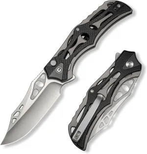 CIVIVI Pocket Knife for Men, Biophase Flipper Tactical Folding Knife, 3.48" Nitro-V Blade Aluminum with G-10 Handle, Lightweight Skeletonized EDC Knife for Camping Hunting, C23083C-3 (Black)