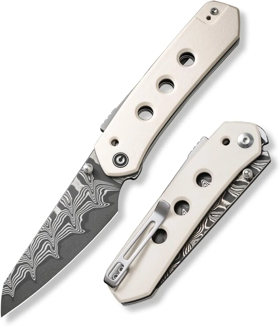 CIVIVI Vision FG Pocket Knife for EDC, Superlock Folding Knife with 3.54" Reverse Tanto Damascus Blade G-10 Handle, Ideal Gift for Men Women C22036-DS1